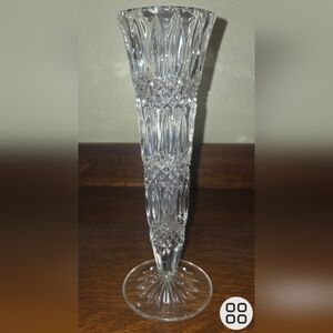 Vintage Semi Fluted Hand Cut Crystal Vase Made In Germany